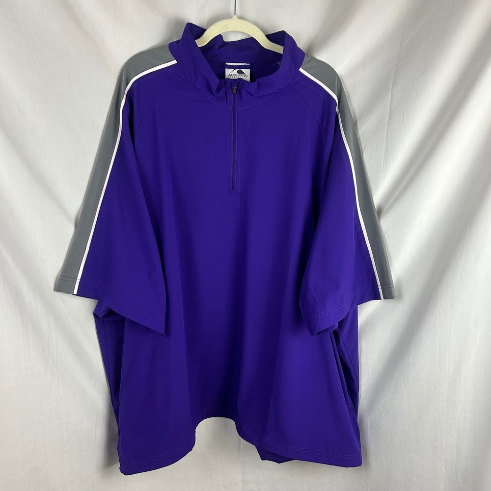 Augusta Purple Gray 1/4‎ Zip Golf Pullover Windshirt Short Sleeve Adult 4XL - Picture 2 of 10